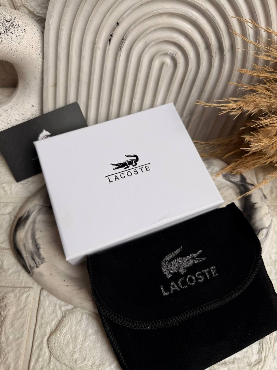 Black Lacoste MEN'S SLIM WALLET & CARD HOLDER