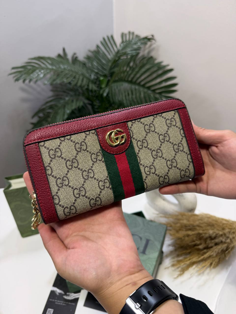 Burgundy Long Zip Wallet