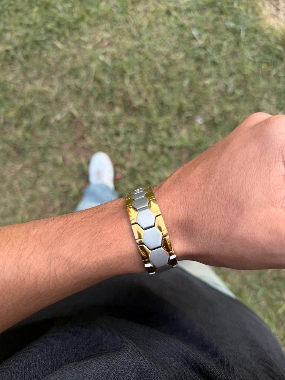 Wide Silver*Gold Lacoste Braclete