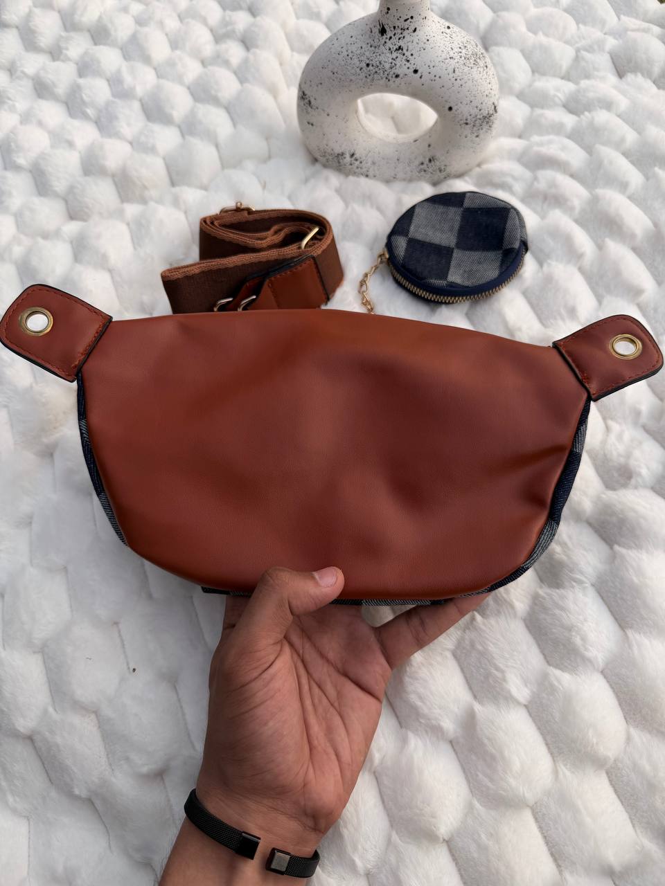 L-v Denim Crossbody Bag