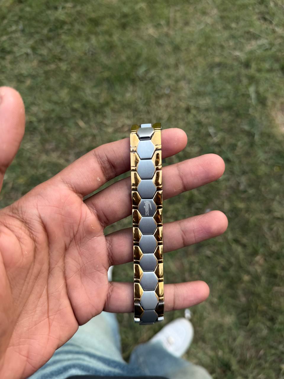 Wide Silver*Gold Lacoste Braclete