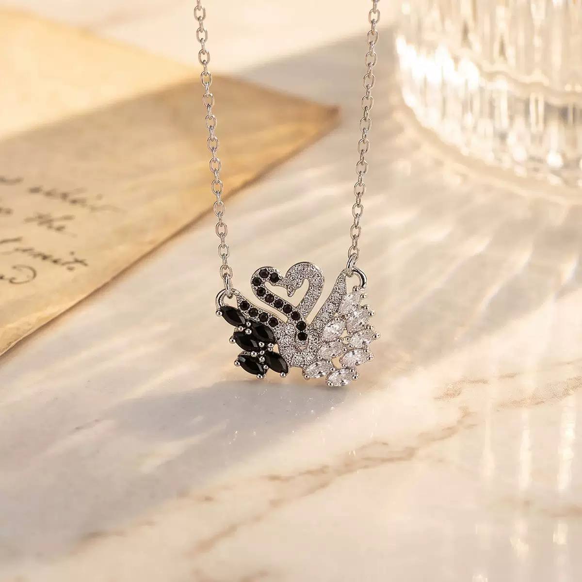 Double Swan Necklace
