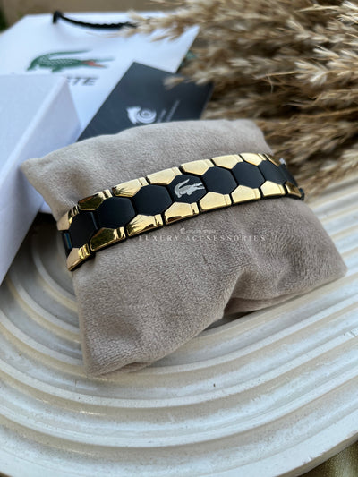Wide Black-Gold Lacoste