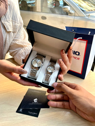 Couples Arabic Casio-all silver
