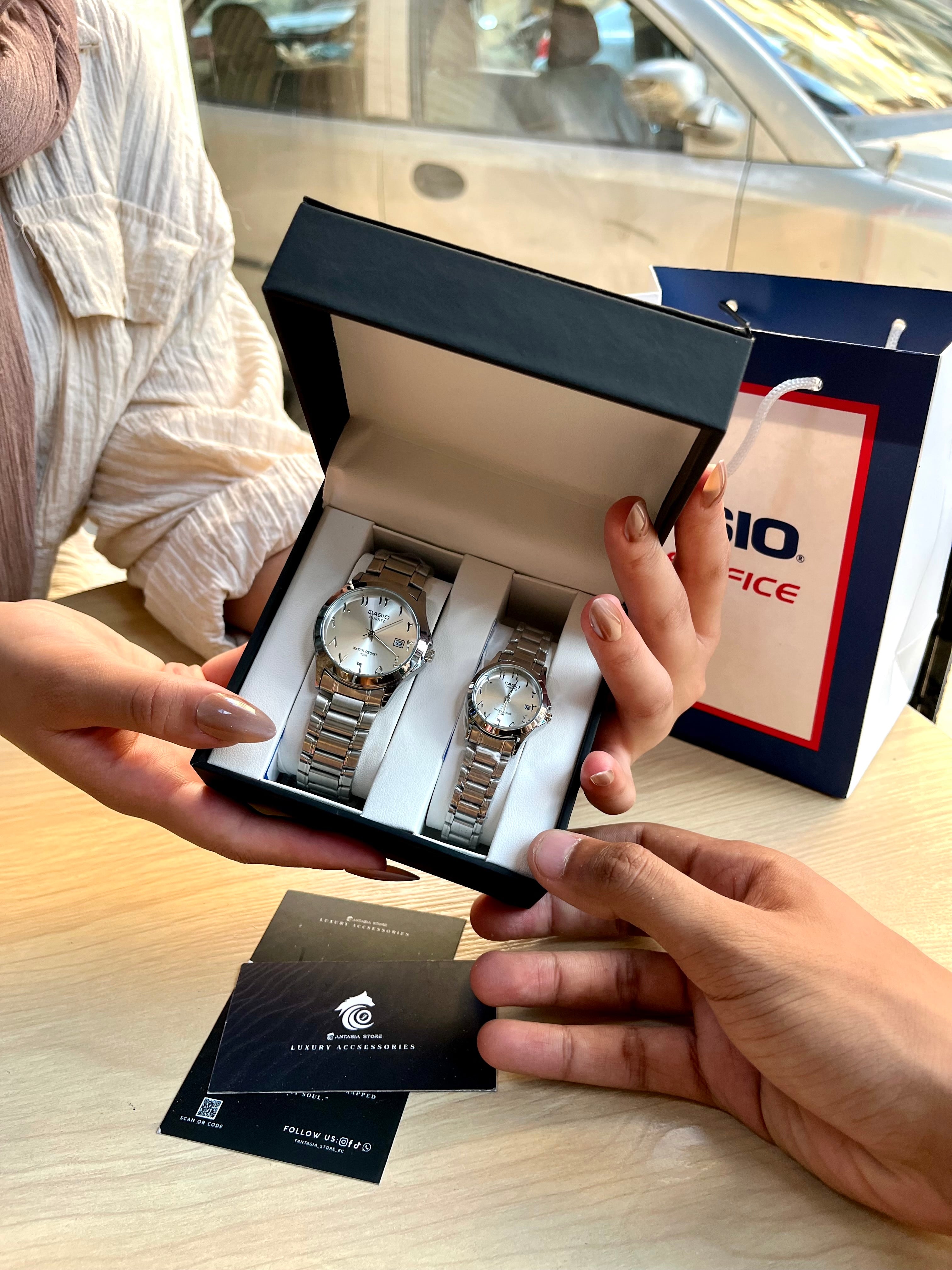 Couples Arabic Casio-all silver