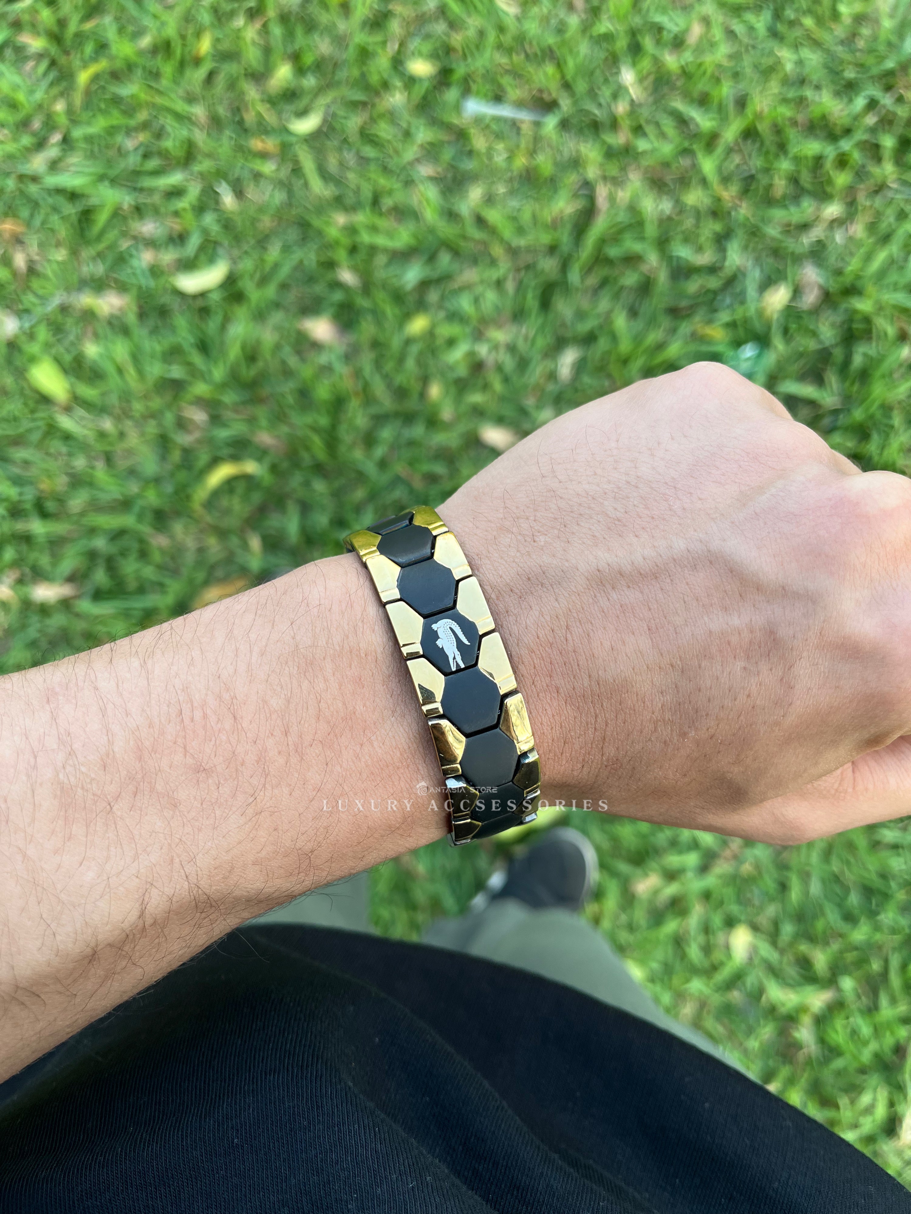 Wide Black-Gold Lacoste