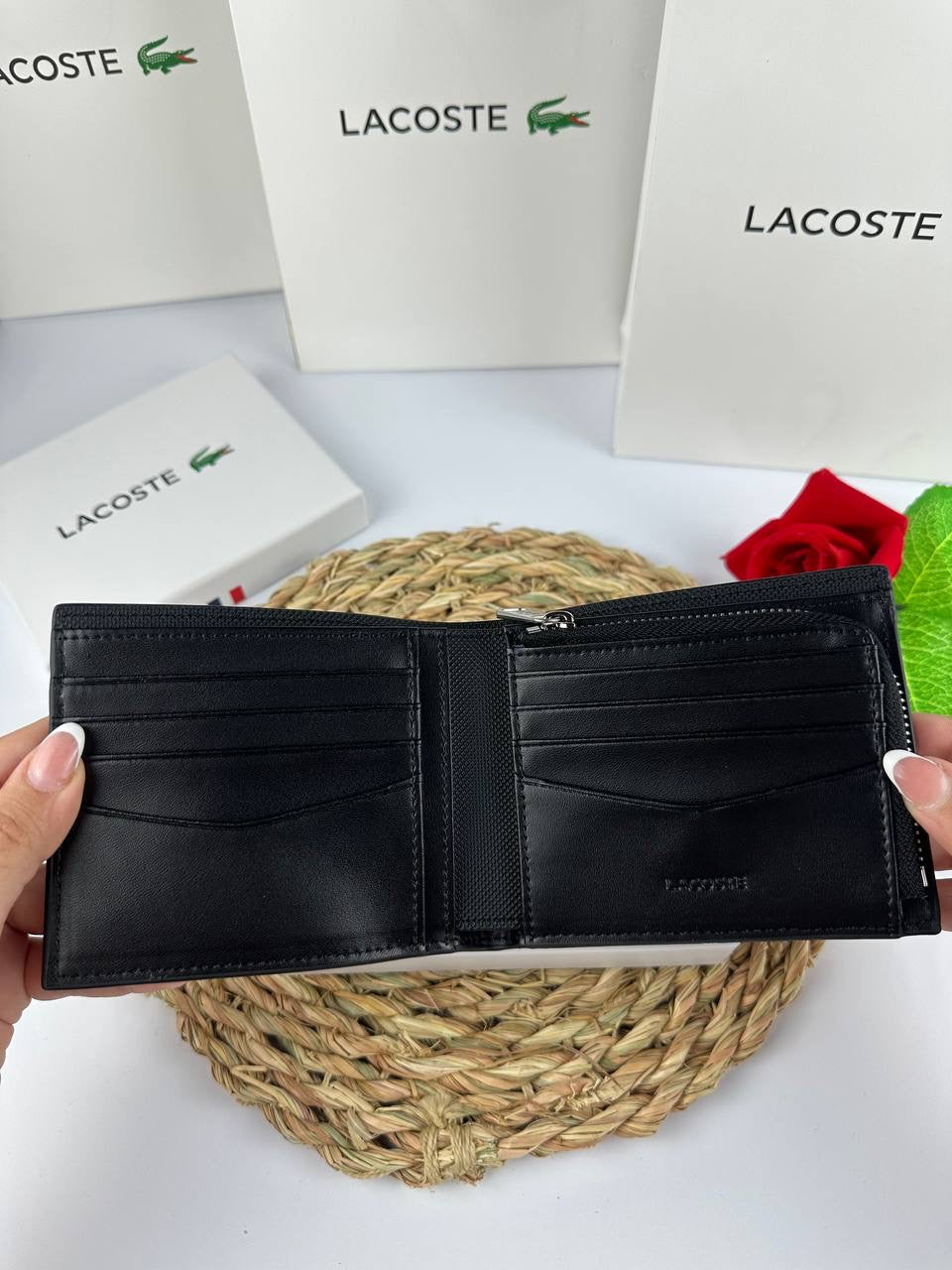 Black Lacoste wallet "Mirror Original"