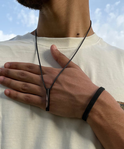 Necklace + bracelet “Black-gold-silver”