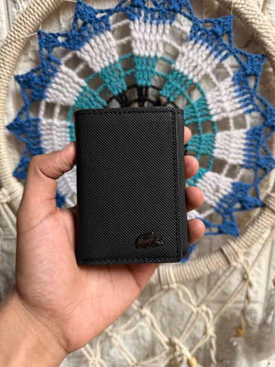 Black Lacoste MEN'S SLIM WALLET & CARD HOLDER
