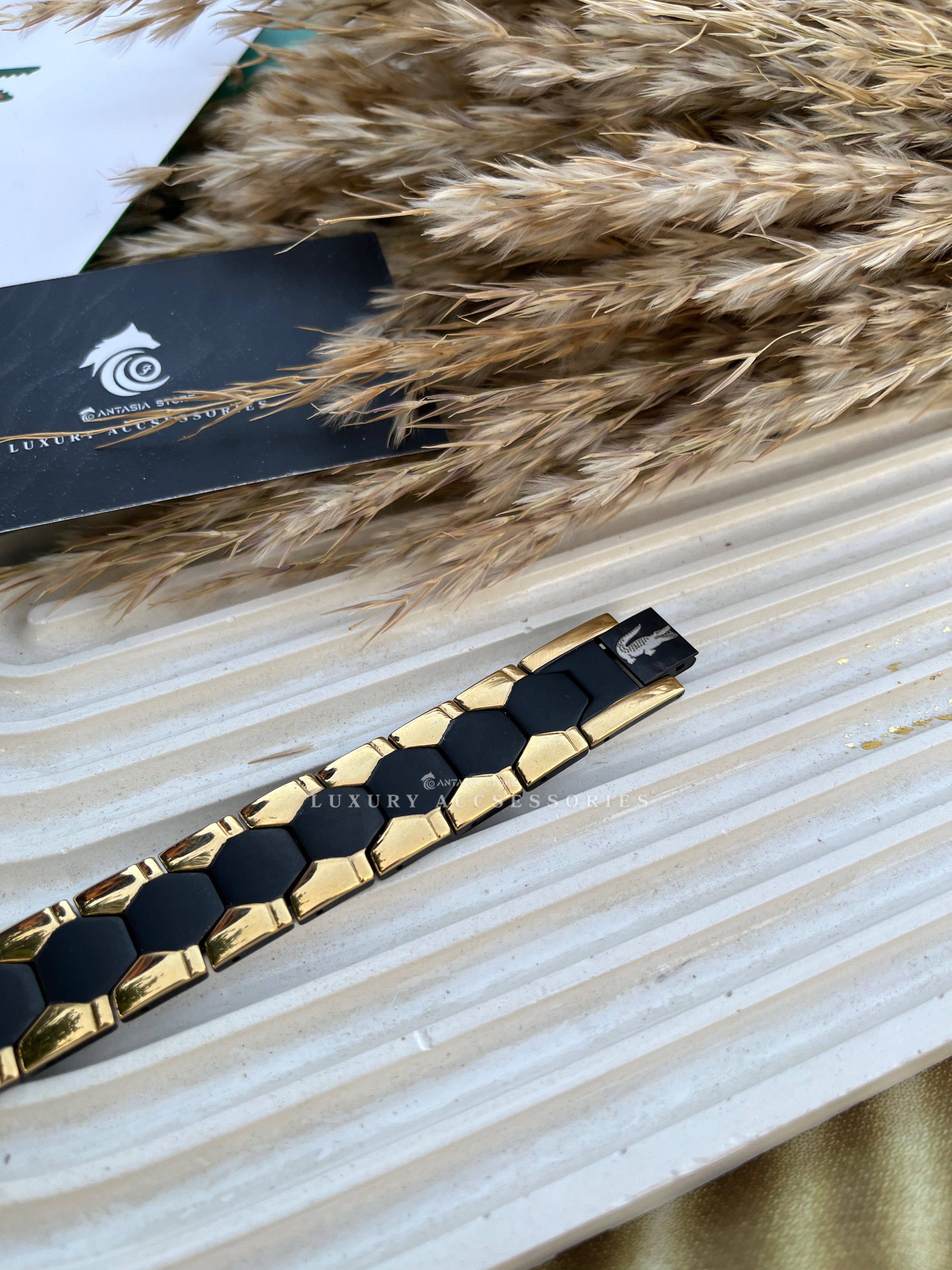 Wide Black-Gold Lacoste