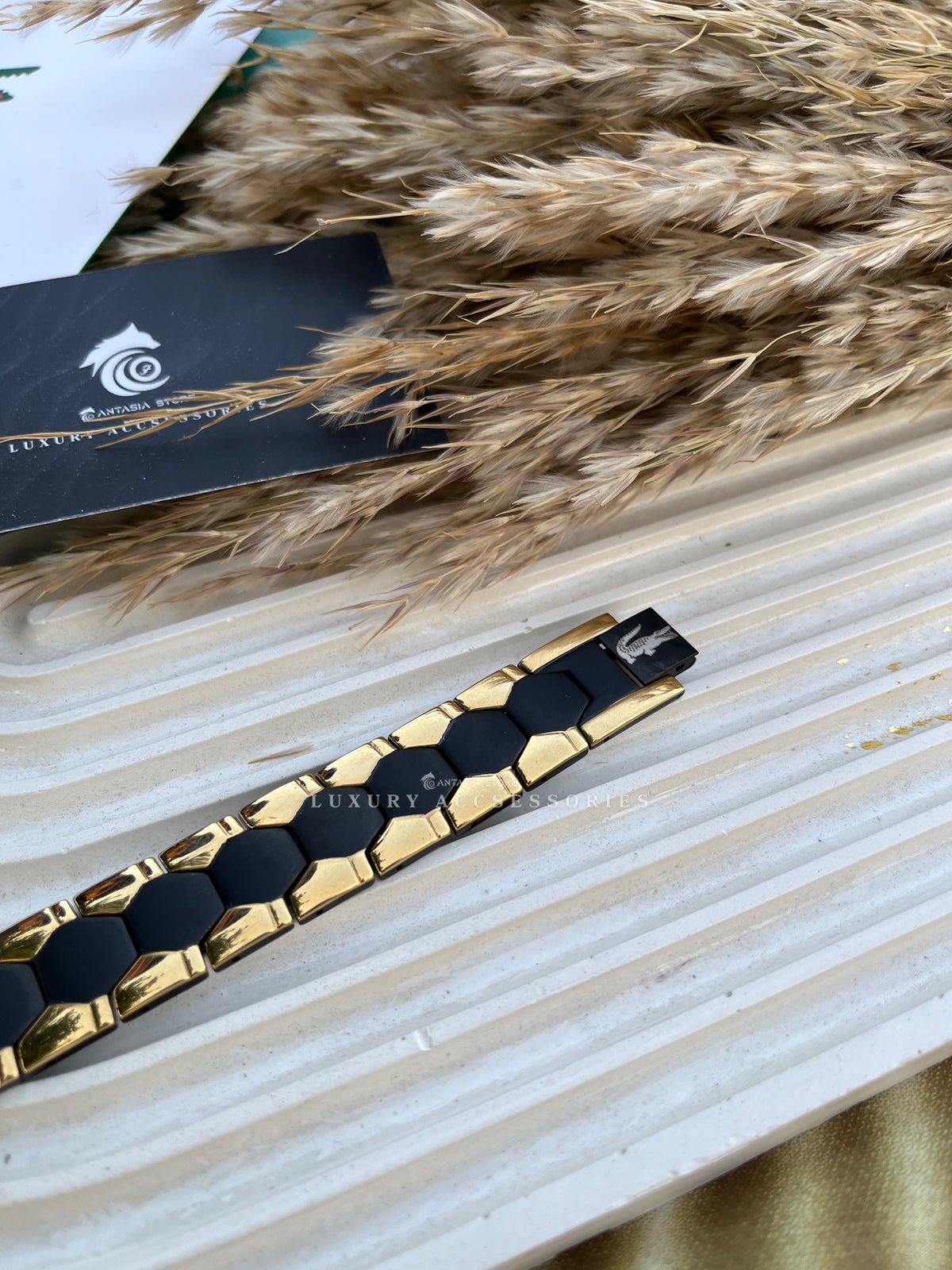 Wide Black-Gold Lacoste