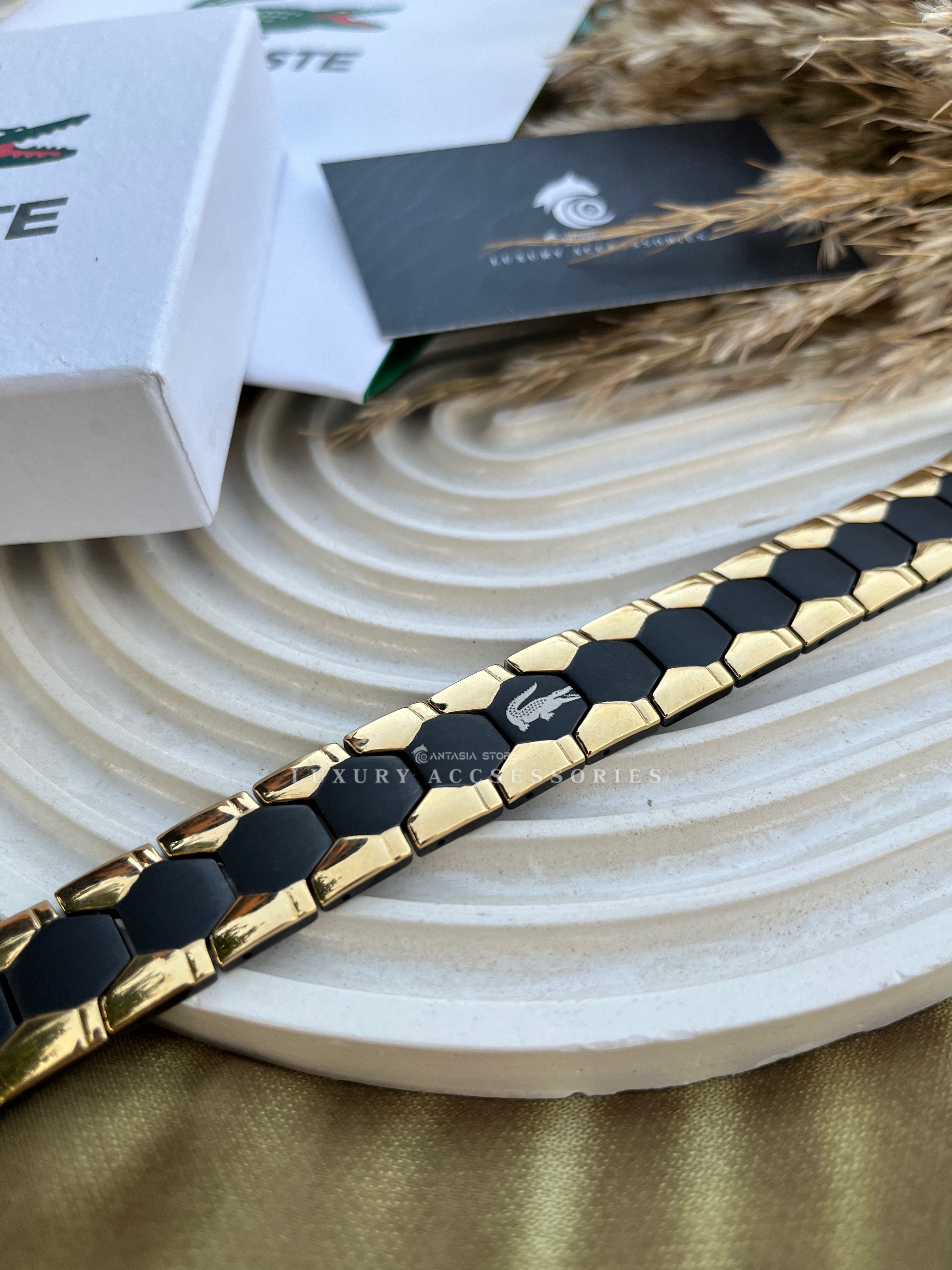 Wide Black-Gold Lacoste