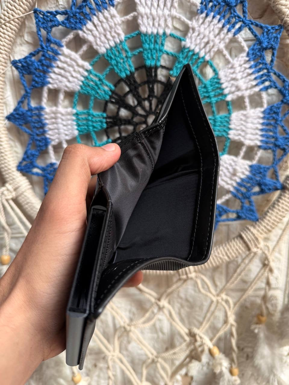 Black Lacoste MEN'S SLIM WALLET & CARD HOLDER
