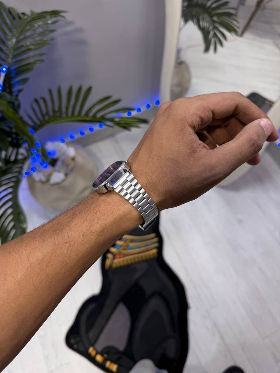 Silver -red Casio Watch