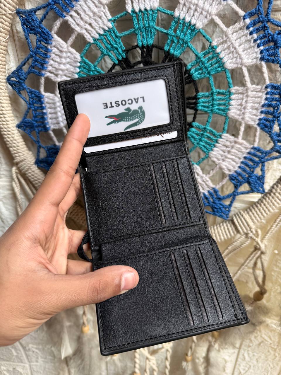green lacoste wallet