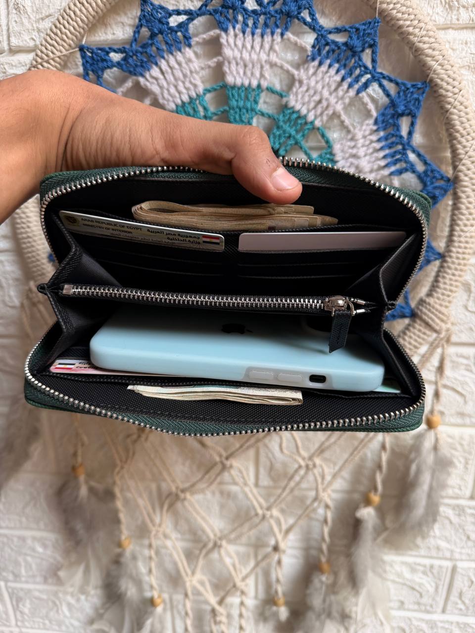Lacoste Long Zip Around Wallet "Black - Green"