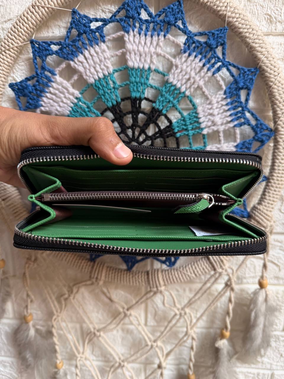 Lacoste Long Zip Around Wallet "Black - Green"