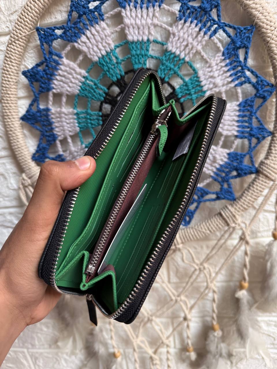 Lacoste Long Zip Around Wallet "Black - Green"
