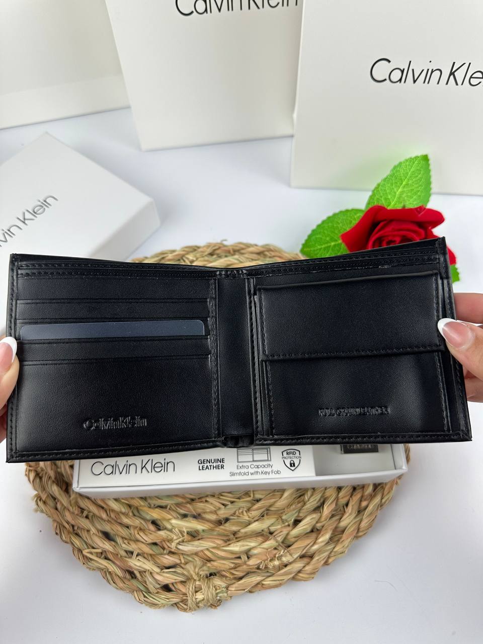 Calvin Jeans wallet + Keychain"Mirror Original"