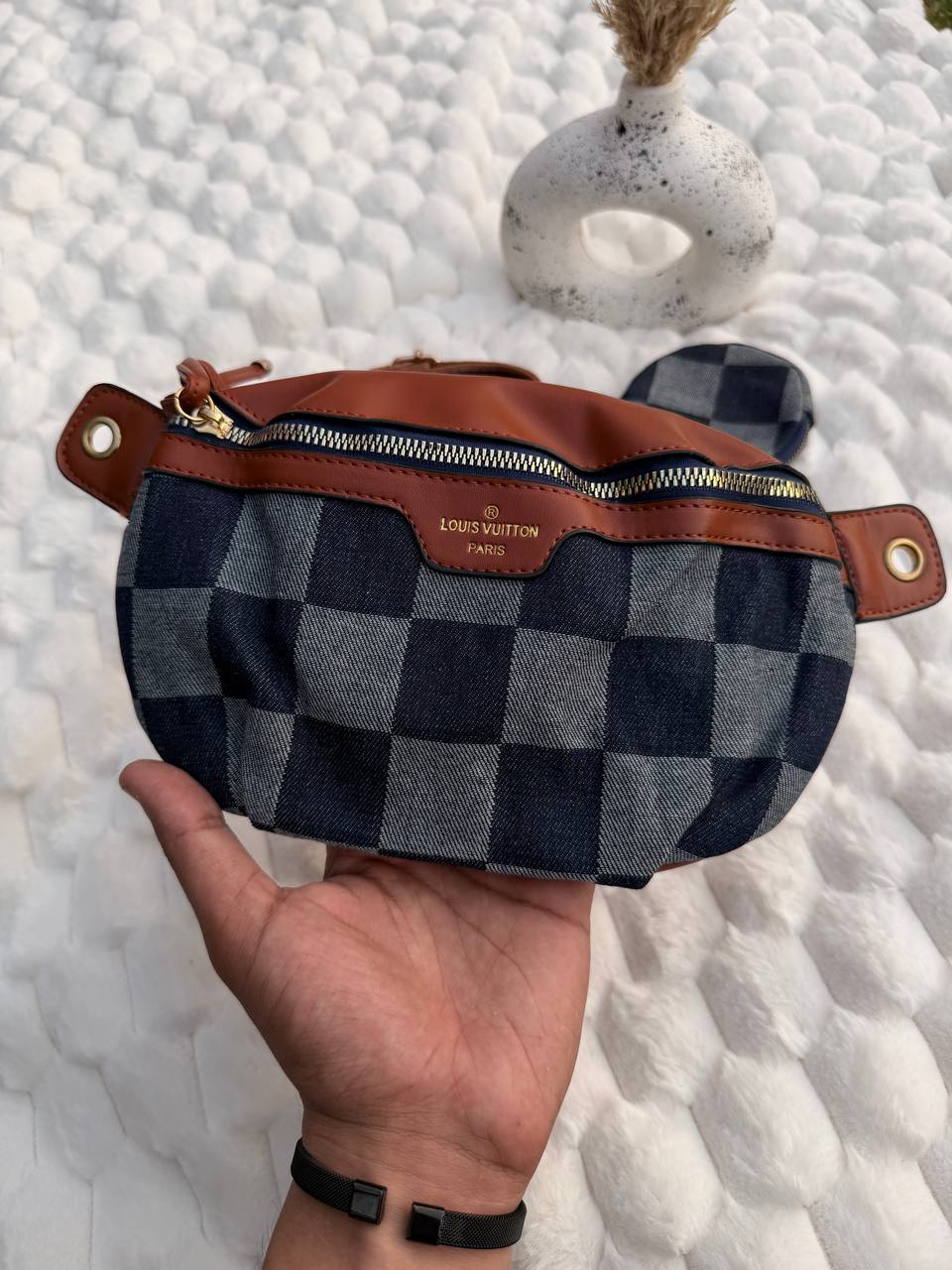 L-v Denim Crossbody Bag