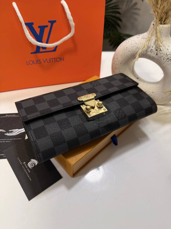 LV Checkered Long Wallet