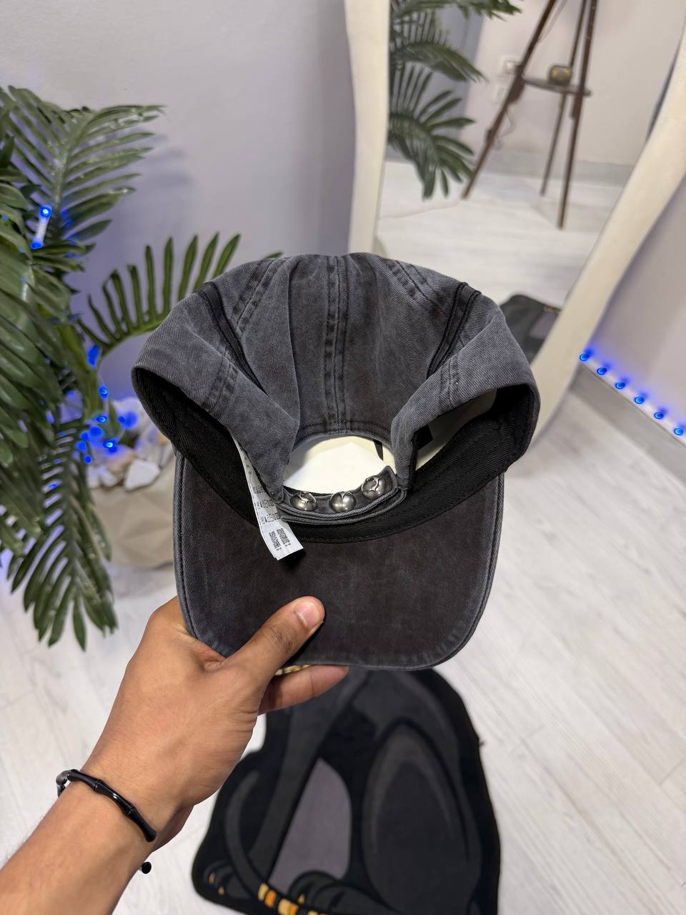 Washed Denim Flame Cap