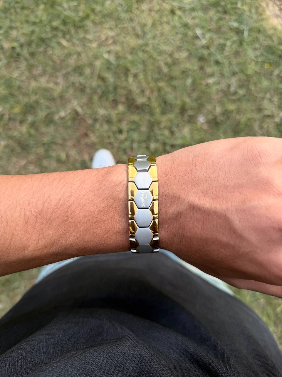 Wide Silver*Gold Lacoste Braclete