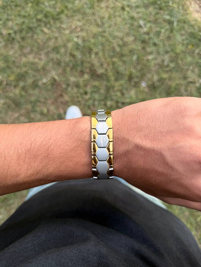 Wide Silver*Gold Lacoste Braclete