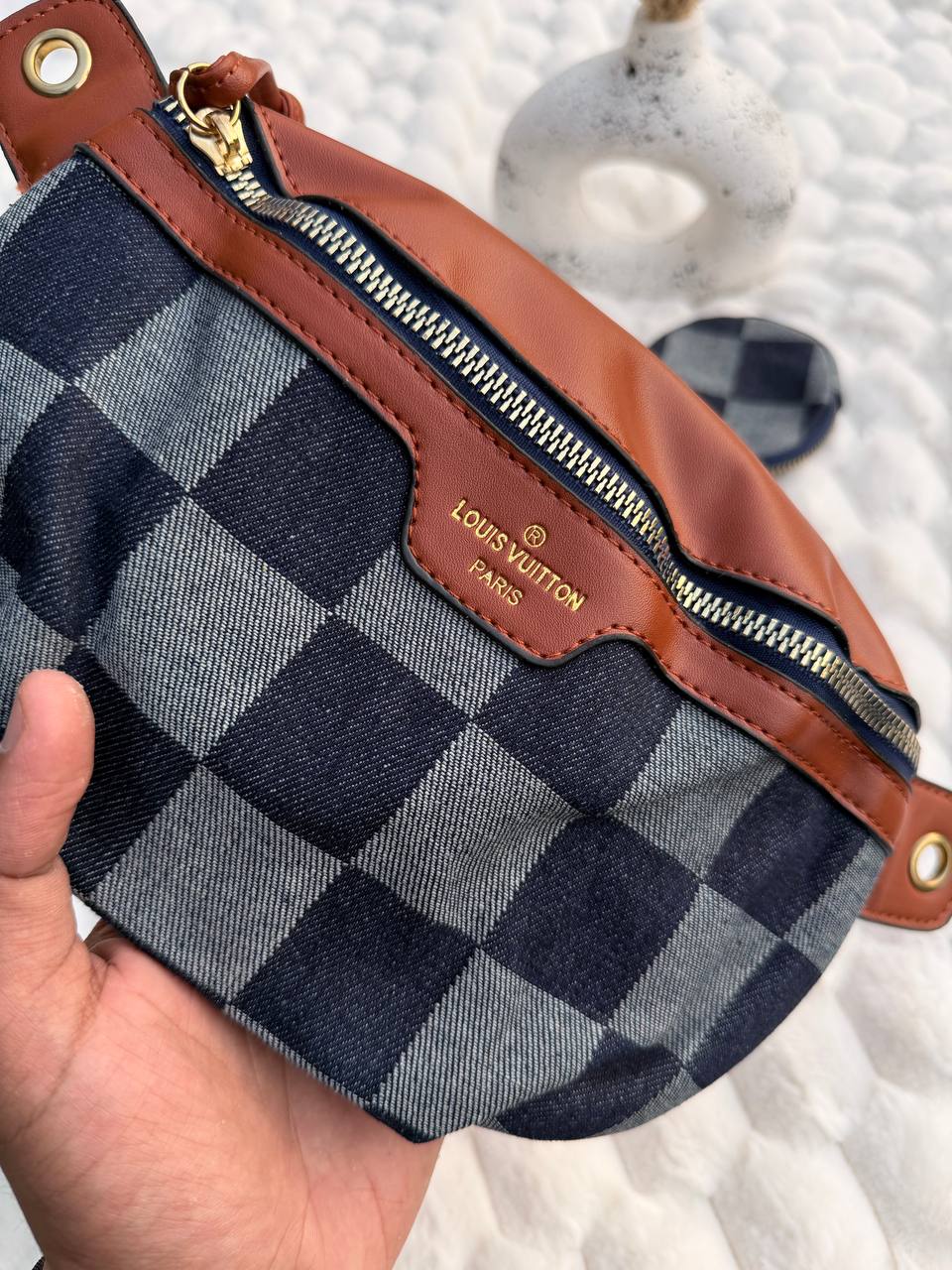 L-v Denim Crossbody Bag