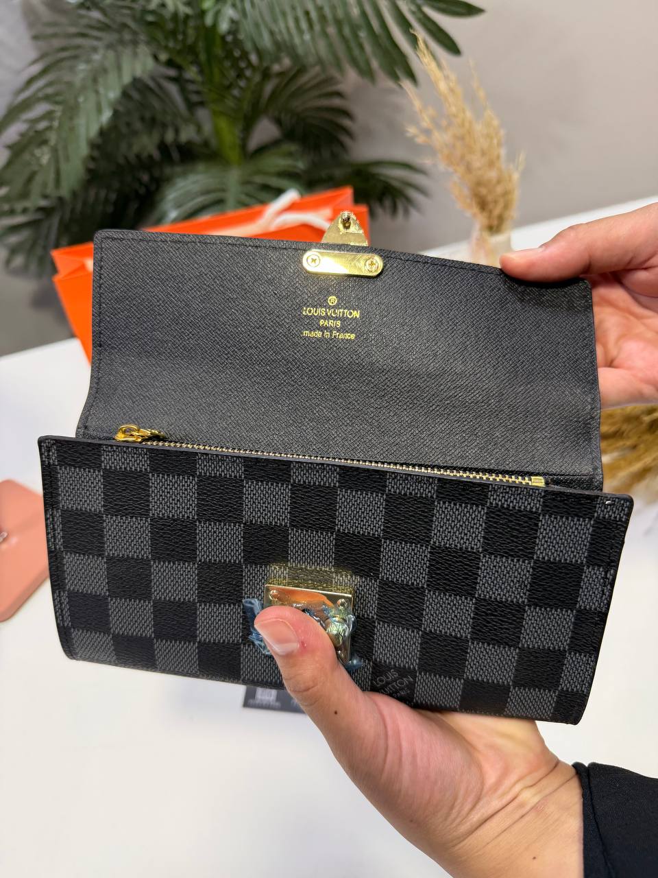 LV Checkered Long Wallet