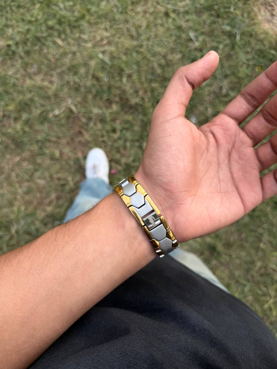 Wide Silver*Gold Lacoste Braclete