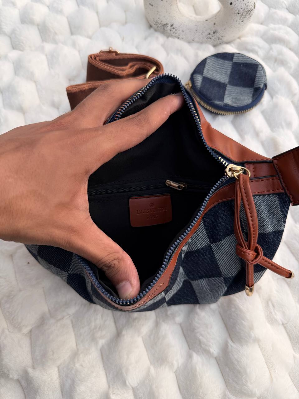 L-v Denim Crossbody Bag