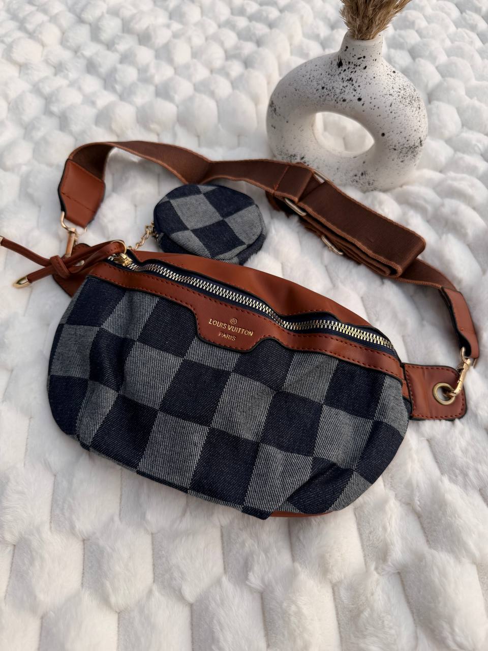 L-v Denim Crossbody Bag