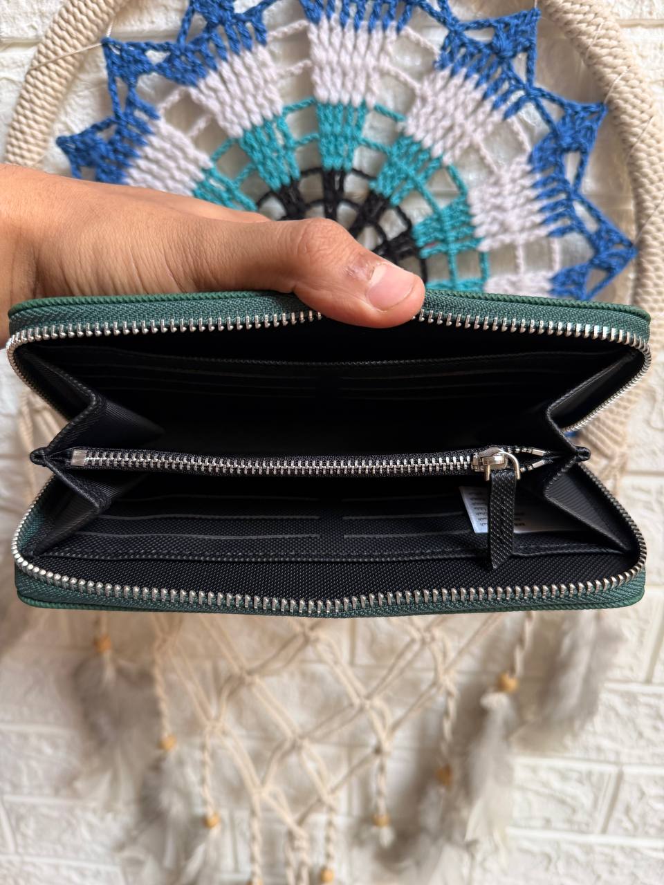 Lacoste Long Zip Around Wallet "Black - Green"